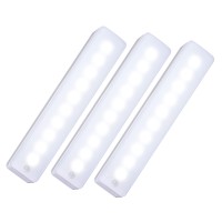 Wralwayslx 10 Led Bulbs Battery Operated Wireless Motion Nightlight Portable Security Closet Light Stick Up Motion Sensor Night Lights For Closets Hallway Stairway Cool White 3 Pack