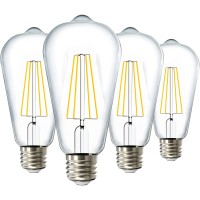 Sunco 4 Pack Dusk To Dawn Light Bulbs Led Edison 2700K Soft White, Cri90 7W Equivalent 60W, Vintage Style St64 Extra Bright Automatic Bulb, 800 Lumens, E26 Base, Light Sensing Outdoor - Ul