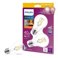 Dimmable household LED 40light emitting diode41 bulb with Warm glow effect46 As the bulb is dimmed44 the color temperature is reduced and creates a warm44 relaxing ambiance46 Features soft44 diffused light with a smooth dimming effect46 Ideal for applicat