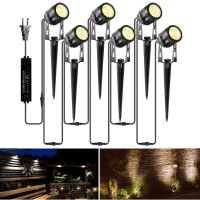 Aloveco Landscape Lighting 1800Lm 12V Low Voltage Landscape Lights Kit With Transformer And 69Ft Cable Ip65 Waterproof Led Uplighting Outdoor Spotlights For Yard House Tree Garden 6 Pack Warm White