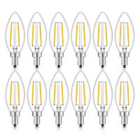 Crlight Led Candelabra Bulb 25W Equivalent 250 Lumens, 3000K Soft White 2W Filament Led Chandelier Light Bulbs, E12 Vintage Edison B11 Clear Glass Candle Bulbs, Non-Dimmable Version, 12 Pack