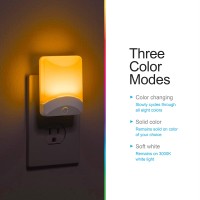 Ge Color-Changing Led Night Light, Plug Into Wall, Dusk To Dawn Sensor, 8 Vibrant Colors, Ambient Lighting, Kids Adults Bedroom, Bathroom, Nursery, Kitchen, Hallway, 2 Pack, 46722-P1