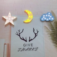 Qiaofei Decorative Night Lights For Kids,Led Crescent Moon Cloud Star Marquee Sign Lights For Kids Girls And Adults' Room Holiday Decorations(Yellow Moon-White Star-Blue Cloud)