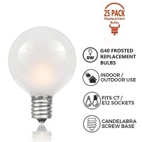 Sunsgne G40 Globe Replacement Bulbs With Frosted White, 1.5 Inch -5 Watt -Screw Base -Fits E12 And C7 Sockets, 25 Pack