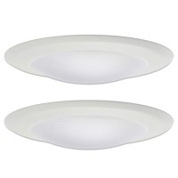 Sleeklighting 6 Inches Dimmable Led Disk Light (2 Pack) White Round Flush Mount Recessed Retrofit - 15W, 3000K, 1050Lm - For Home, Hotel, Office - Surface Mount Slim Ceiling Lighting Fixture