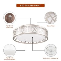 Vicnie Ceiling Light Fixtures 14 Inch 20W 1400 Lumens Led Flush Mount Dimmable 3000K Warm White Brush Nickel Finished Etl Li