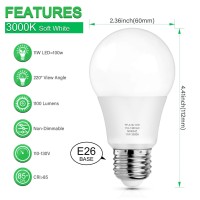 Maxvolador A19 Led Light Bulbs, 100 Watt Equivalent Led Bulbs, 3000K Soft White, 1100 Lumens, Standard E26 Medium Screw Base, Cri 85+, 25000+ Hours Lifespan, No Flicker, Non-Dimmable, Pack Of 12