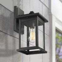 Emliviar Outside Lights For House 1Light Outdoor Wall Lantern 14 Black Finish With Seeded Glass 1803Ew2