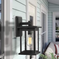 Emliviar Outside Lights For House 1Light Outdoor Wall Lantern 14 Black Finish With Seeded Glass 1803Ew2