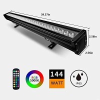 Atcd 144W Led Wall Washer Light Rgbw+5000K Dimmable Linear Wall Wash Light Bar With Re Remote, 120V-277Vac, 40