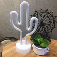 Green Cactus Neon Light Signs Led Cactus Neon Lights Night Lights With Pedestal Room Decor Battery/Usb Operation Cactus Lamps Neon Signs Light Up Children'S Room Bedroom Wedding