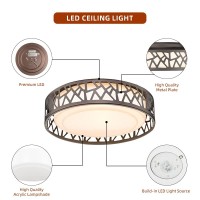 Vicnie Flush Mount Ceiling Light 12 Inch 15W Led Dimmable Lighting Fixture 3000K Warm White Oil Rubbed Bronze Fihished Etl L