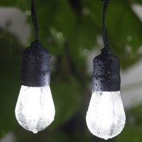 30Ft Cool White Led Outdoor String Lights Waterproof Festoon Light 10 X Hanging Sockets With Shatterproof Light Bulbs For Back