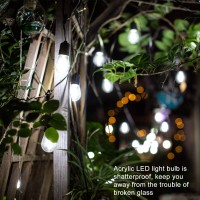 30Ft Cool White Led Outdoor String Lights Waterproof Festoon Light 10 X Hanging Sockets With Shatterproof Light Bulbs For Back