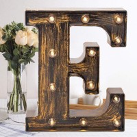 Oycbuzo Golden Black Led Marquee Letter - Industrial, Vintage Style Light Up Alphabet Letter Sign For Cafe Wedding Birthday Party Christmas Lamp Home Bar Initials Decor - E