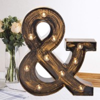 Oycbuzo Golden Black Led Marquee Letter - Industrial, Vintage Style Light Up Alphabet Letter Sign For Cafe Wedding Birthday Party Christmas Lamp Home Bar Initials Decor - &