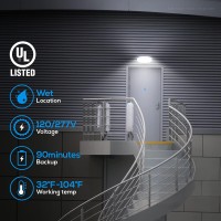 Leonlite Outdoor Emergency Light, Wet Location, Exterior Emergency Lights With Battery Backup, Led Egress Lights, Ul Listed, 120/277V, Commercial Emergency Exit Light For Business, Pack Of 2