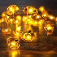 Bohon Pumpkin String Lights 10Ft 40 Leds Halloween Lights Battery Powered With Remote Timer Decorative Lights For Thanksgiving