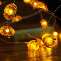 Bohon Pumpkin String Lights 10Ft 40 Leds Halloween Lights Battery Powered With Remote Timer Decorative Lights For Thanksgiving