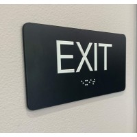 Nap Tags Ada Compliant Exit Sign With Braille 6 X 3 Black Sign Indoor Easy Installation Made In The Usa