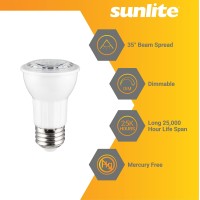 Sunlite 80124 Led Par16 Long Neck Recessed Spotlight Bulb, 7 Watt, (75W Halogen Replacement), 500 Lumens, Medium (E26) Base, Dimmable, Etl Listed, 1 Pack 2700K Warm White