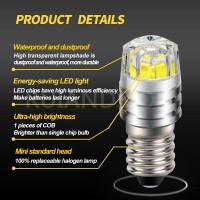 Ruiandsion 2Pcs E10 Base Led Upgrade Bulb White 6V Cob 2W Replacement For Flashlights Torch Lights