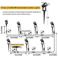 Greenclick Landscape Lighting, 3W 12V Extendable Low Voltage 6 In 1 Landscape Lights With Transformer Ip65 Waterproof 1800 Lumen Outdoor Spotlight For Garden Walls Trees Flag Pathway, Warm White