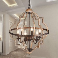 Tzoe Orb 6-Light Chandelier Rustic Vintage Metal Chandelier Stardust Finish Foyer Chandelier Adjustable Height Dining Light Living Room Lighting Kitchen Chandelier Ul Listed