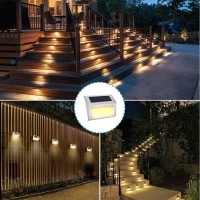 Solar Lights For Steps Deck Solar Stair Light Outdoor Waterproof Stainless Steel Led Fence Light For Garden Patio Pathway 6 Pac