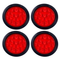 4Pcs 4 Inch Round Led Trailer Tail Lights Red 12 Led Waterproof 4 Brake Stop Turn Tail Marker Trailer Lights Sealed Flush Mount