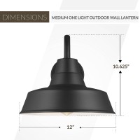 Barn Light-1 Light Medium Outdoor Wall Lantern In Traditional Style-12 Inch Wide By 10.63 Inch High-Black Finish-Incande