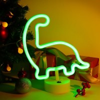 Led Neon Night Light Dinosaur Shaped With Green Lamp Usb/Battery Operated Neon Lights Neon Signs With Pedestal Light Up Birthday Party Kids Room Club Bedroom Bar