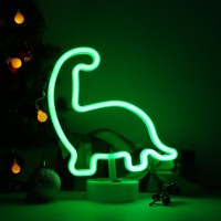 Led Neon Night Light Dinosaur Shaped With Green Lamp Usb/Battery Operated Neon Lights Neon Signs With Pedestal Light Up Birthday Party Kids Room Club Bedroom Bar