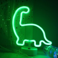 Led Neon Night Light Dinosaur Shaped With Green Lamp Usb/Battery Operated Neon Lights Neon Signs With Pedestal Light Up Birthday Party Kids Room Club Bedroom Bar