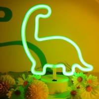 Led Neon Night Light Dinosaur Shaped With Green Lamp Usb/Battery Operated Neon Lights Neon Signs With Pedestal Light Up Birthday Party Kids Room Club Bedroom Bar