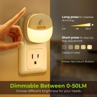 Auvon Plug In Night Light With Motion Sensor And Dusk To Dawn Sensor Mini Warm White Led Nightlight With 150 Lm Adjustable Bri