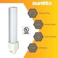 Sunlite 41349-Su Led Horizontal Pld Light Bulbs 9 Watts (26W Equivalent), 950 Lumens, G24Q Base, Ballast Dependant, Cfl Replacement, Ul Listed, 12 Pack, 35K - Neutral White