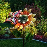 Petrala Solar Flower Lights Outdoor 5 Led Metal Butterfly Garden Stake Decor For Yard Pathway Driveway,1 Pack