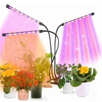 Juhefa Plant Grow Light, Full Spectrum Clip-On Plant Lamp With White Red Blue Bulbs For Indoor Plants Growing, Dimmable Brightness & 3 Light Modes, Auto On/Off Timing 4 8 12Hrs