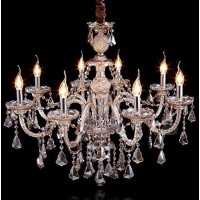 Hunggwun Cognac 8 Lights K9 Crystal Chandelier Modern Luxurious Light Candle Pendant Lamp Ceiling Living Room Lighting For Dinin