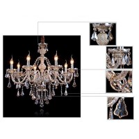 Hunggwun Cognac 8 Lights K9 Crystal Chandelier Modern Luxurious Light Candle Pendant Lamp Ceiling Living Room Lighting For Dinin