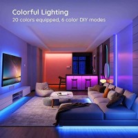 Govee Led Strip Lights, 16.4Ft Rgb Led Lights With Remote Control, 20 Colors And Diy Mode Color Changing Led Lights, Easy Installation Light Strip For Bedroom, Ceiling, Kitchen