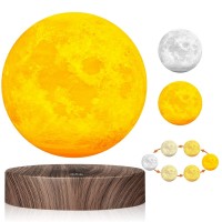 Vgazer Levitating Moon Lampfloating And Spinning In Air Freely With Luxury Faux Wooden Base And 3D Printing Led Moon Lightfor