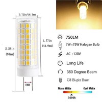 Syxkj Gy8.6 Led Bulb, 7W G8 Led Lamps, 75W Halogen Bulb Replacement, G8/Gy8.6 Bi-Pin Base G8 Light Bulbs, Ac120V 750Lm, Under Cabinet Counter Light, 2Pack (Warm White 3000K)