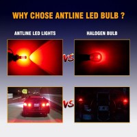 Antline 1157 Led Bulb Flash Strobe Red (2 Pack), 9-30V Super Bright 1600 Lumens 2057 2357 7528 52-Smd Led With Projector For Replacement, Flashing Strobe Brake Tail Stop Light Bulbs