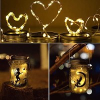 Angmln Upgraded Solar Mason Jar Lid Lights, 10 Pack 30 Led Fairy Star Firefly String Lids Lights Including (10 Pcs Hangers),For Wedding Patio Garden Party Decorations (No Jars)