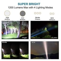 Rechargeable Flashlight, Led Tactical Flashlight, 2000 Lumens Super Bright Pocket-Sized T6 Led Torch With Clip, Ipx6 Water Resistant, 4 Modes For Camping Hiking Emergency (2 Pack)