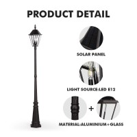 Lutec London 12513Le4-Sl Led Post Solar Light Outdoor Vintage Street Lights For Lawn Patio Yard Pathway Garden