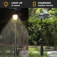 Lutec London 12513Le4-Sl Led Post Solar Light Outdoor Vintage Street Lights For Lawn Patio Yard Pathway Garden