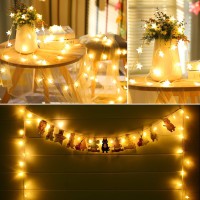 Yotelim Star String Lights Battery Operated Warm White Water Proof 2 Pack 197Ft 40 Led Fairy String Light 8 Modes With Remote